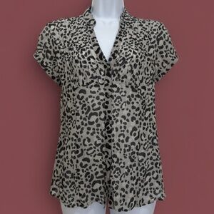 Express Design Studio Leopard Blouse Gray M